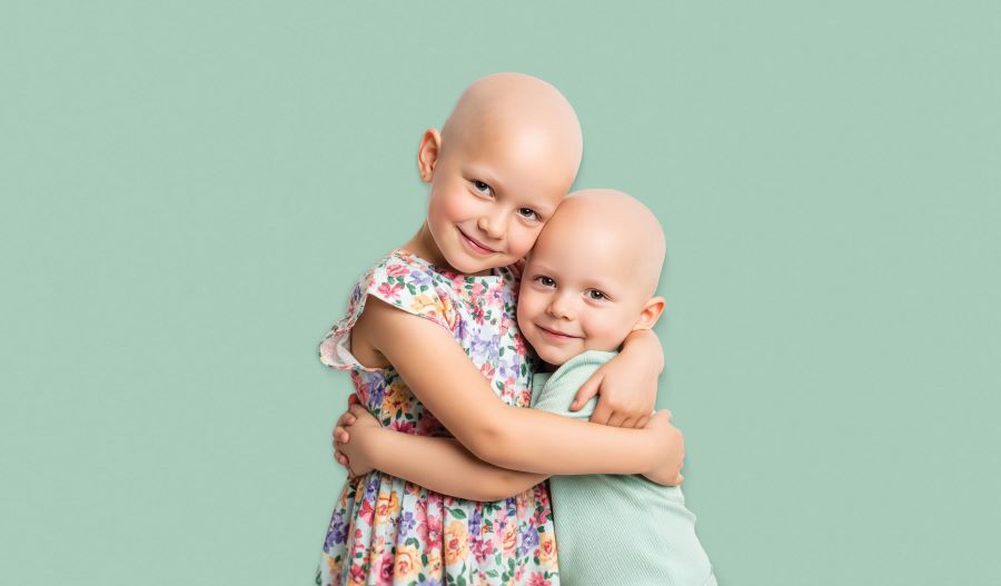 Poster for the 25th International Week for Children with Leukemia showing two smiling children embracing, symbolizing hope, friendship and global solidarity.