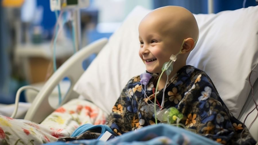 Gülümseyen lösemi tedavisi gören çocuk, umut ve iyileşme sürecini temsil ediyor
