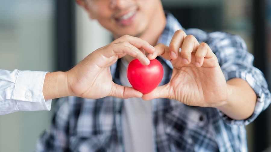 Kalp sağlığını temsil eden grafik çizimi ve kalbi korur şekilde tutan eller, kardiyovasküler farkındalık konsepti