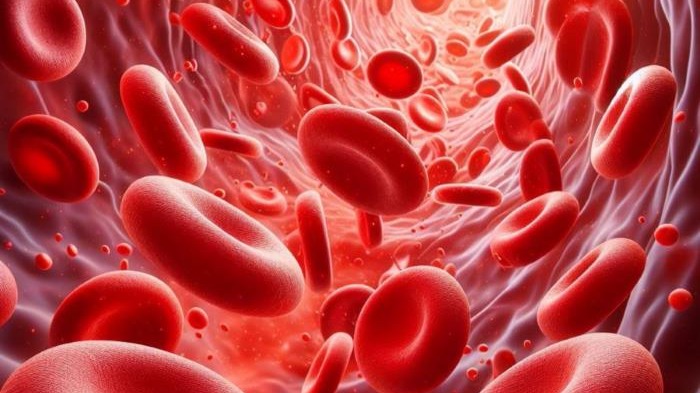 Mikroskop altında görülen kan hücreleri ve akut lenfoblastik lösemiyi temsil eden beyaz kan hücreleri görünümü