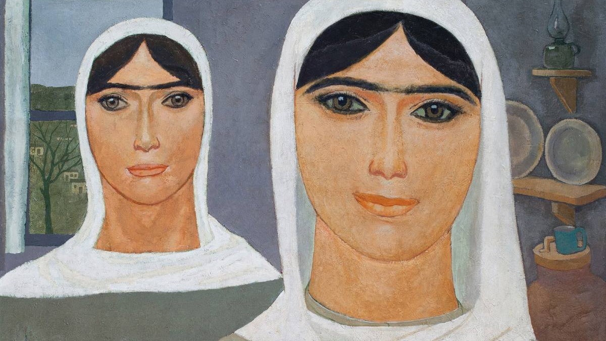 LÖSEV El Kızından Gelinim Olsun Projesinde, Nuri İyem’in “Eltiler” adlı tablosu; yan yana oturan iki Anadolu kadını, sade bir arka plan önünde düşünceli ifadeleriyle betimlenmiş.